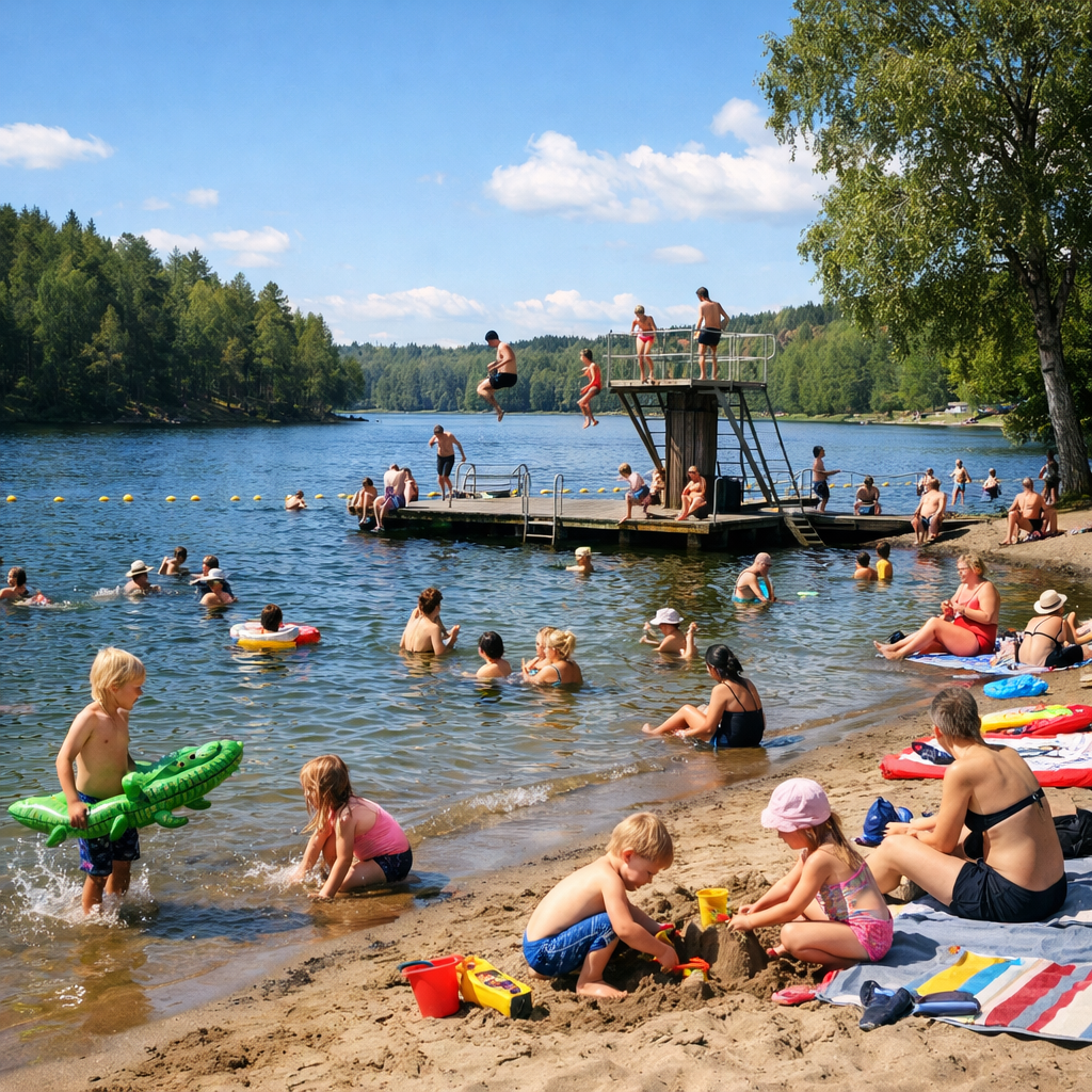 Badplats Med Mnniskor